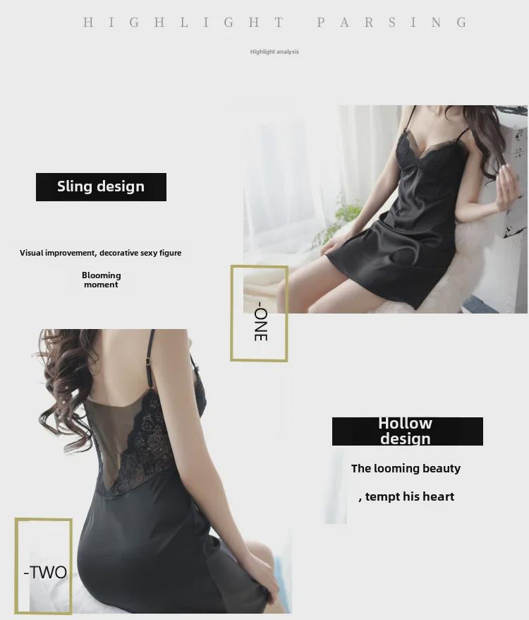 Women's Satin Lace Nightdress - Sexy Deep V Low Cut with Beautiful Back