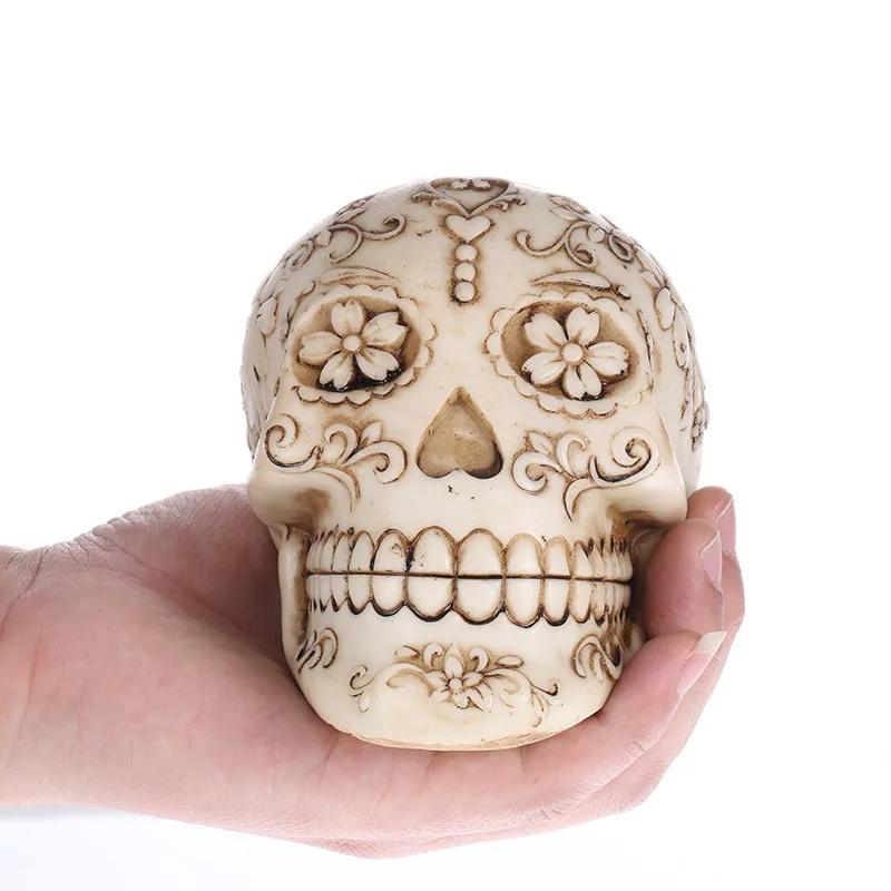 Gothic Culture Resin Skull Decor Statue -Steampunk Skull Halloween Decoration Party Decoration Props Home Bar Decoration