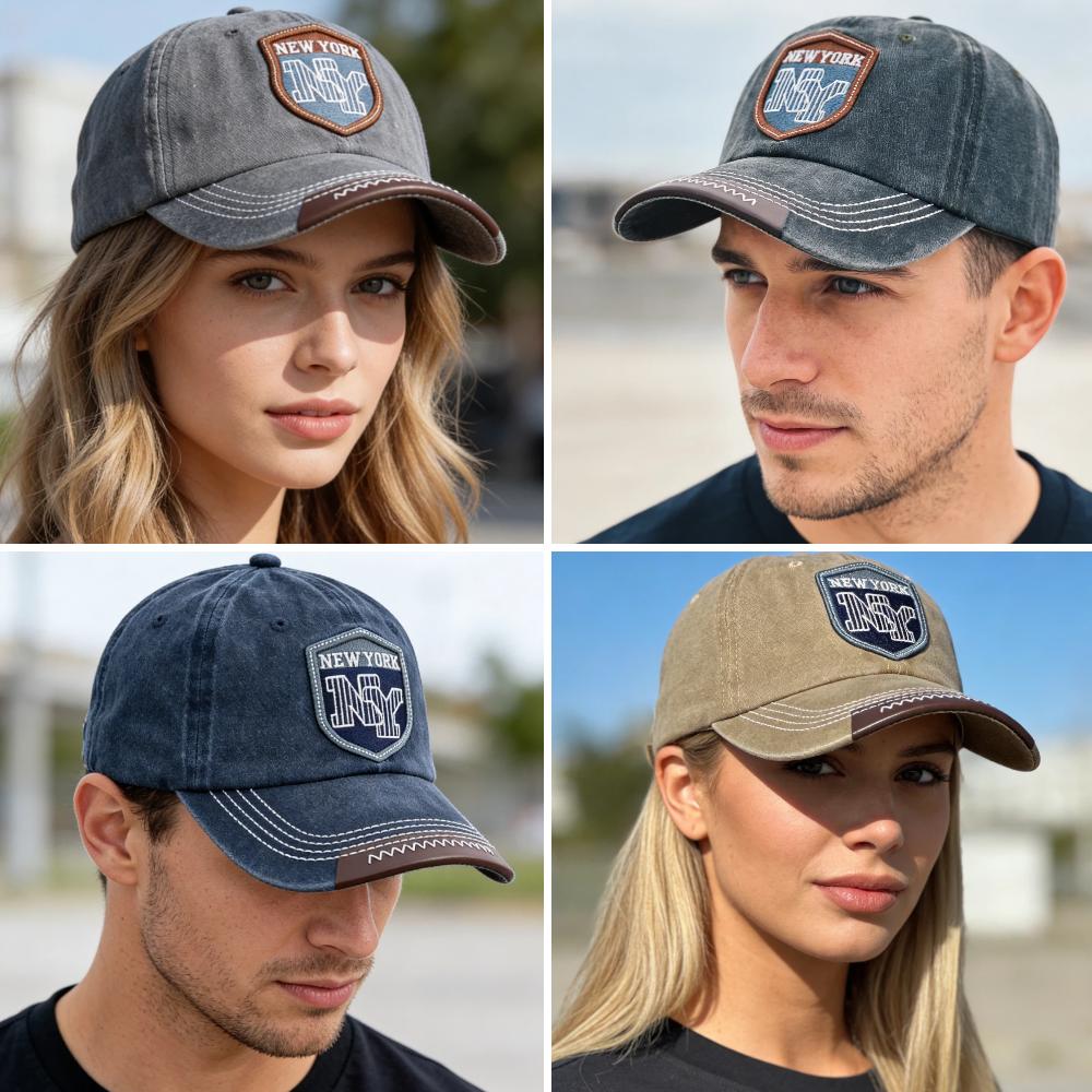 Nová unisex vintage praná bavlněná čepice NY Patch Baseballová čepice Retro New York Vyšívané čepice pro muže a ženy Venkovní táta čepice