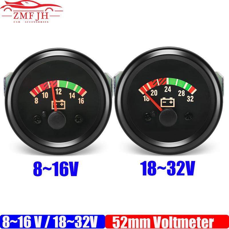 ZMFJH DC12V/24V 2"52mm Voltmeter Diesel Generator Set Accessories Pointer Voltage Meter 8-16V 16-32V Optional VOLTS