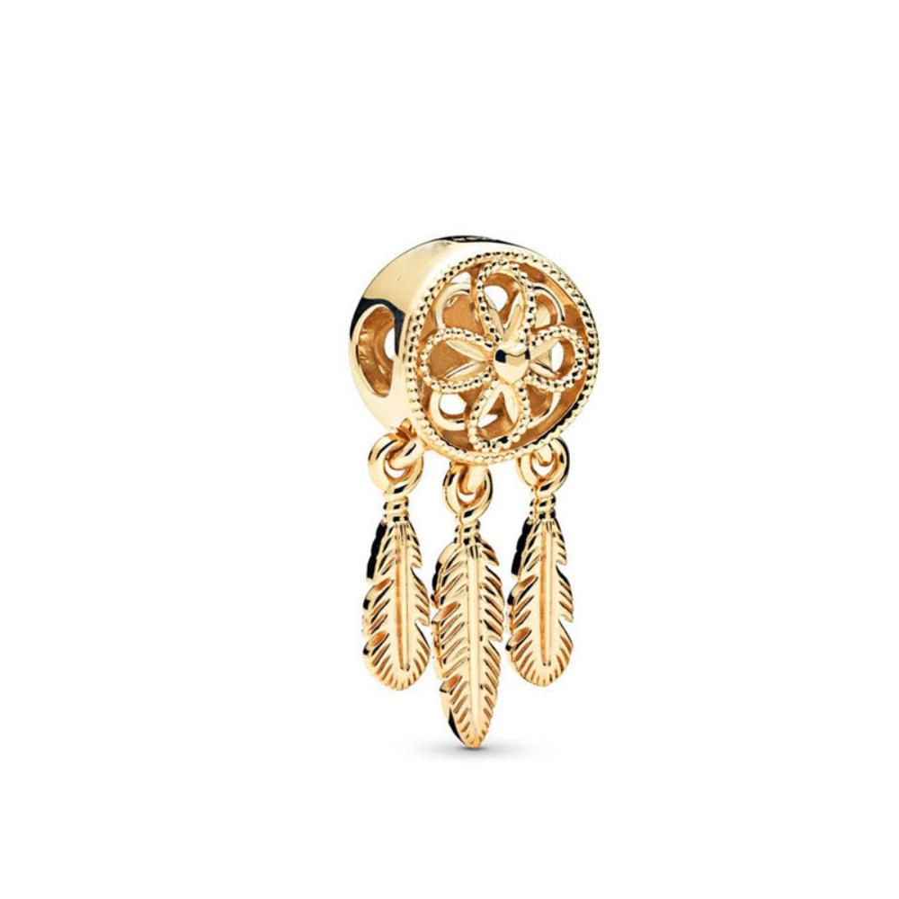 European NEW copper Gold Plated Dreamcatcher Pendant Charm Bee Star Shape Bead Compatible With Authentic Pandora Bracelets Jewellery Ideal For Gift