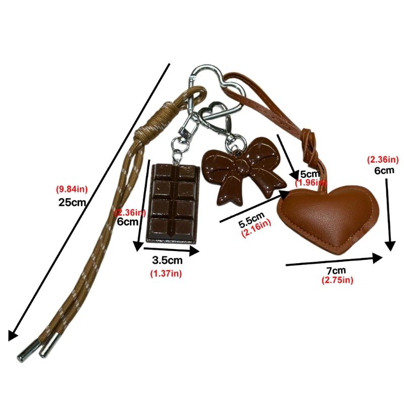 Fashionable PU Keychain Having Cute Acrylic Ribbon And Dessert Look Stylish Bag Charm For Backpack Purse Handbags