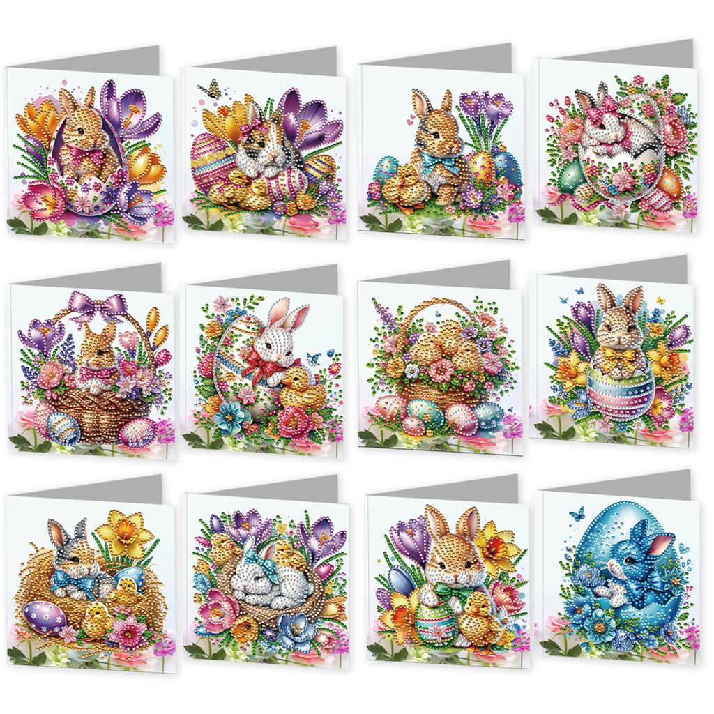 12 Packs DIY Diamond Art Painting Greeting Card Kit Diamond Art Greeting Cards for Beginner Adult Birthday Holiday Blessing