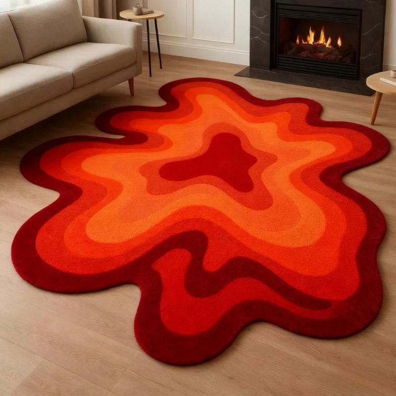 Dopamine Abstract Pluche Vloerkleed Zacht En Comfortabel Onregelmatig Vormig Kleed Voor Woonkamers En Slaapkamers Woondecoratie 80x80CM