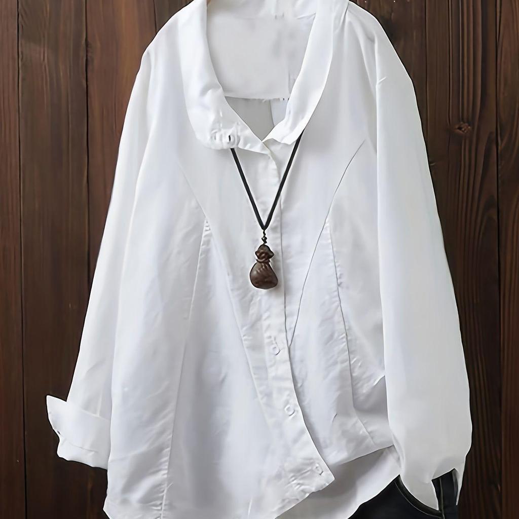Camicia Casual Asimmetrica da Donna Taglie Forti