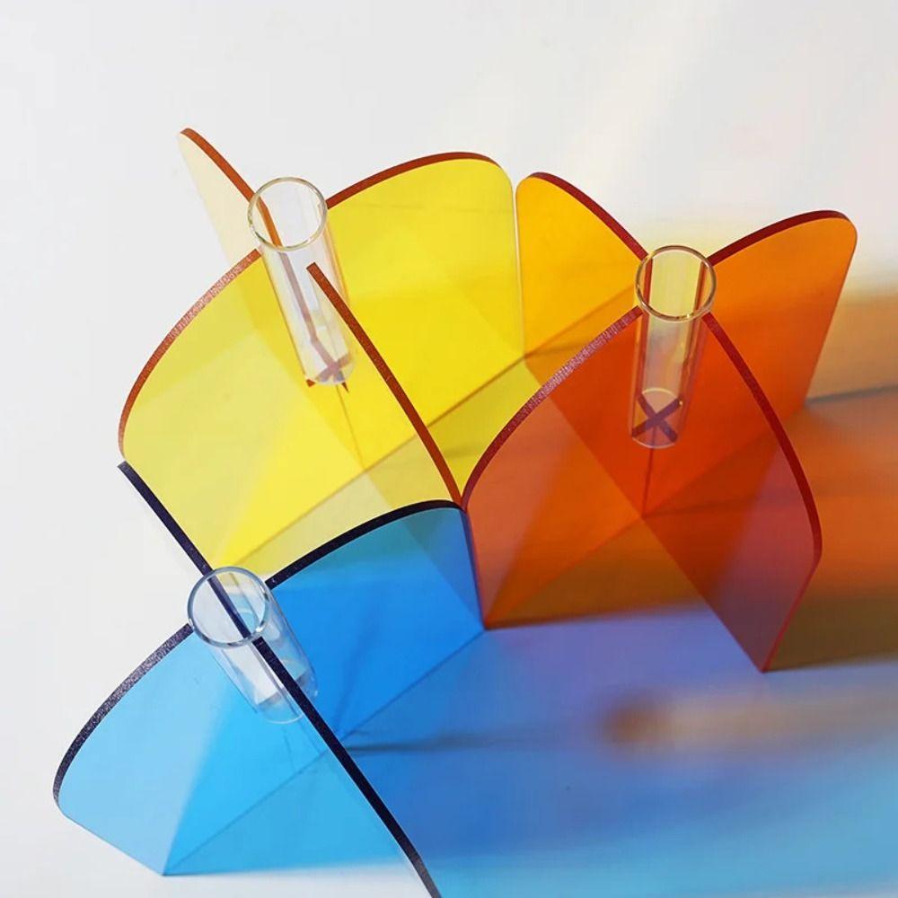 Art Geometric Acrylic Vase INS Dried Flowers Container Durable Flower Vase  Home Office