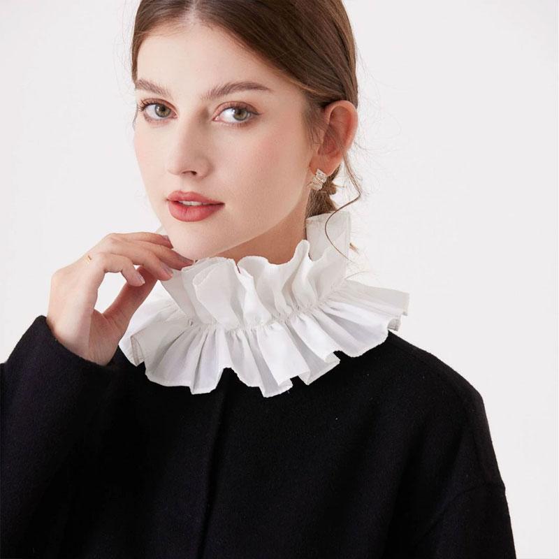 Unisex Vintage Ruffled Multi-layer Detachable Collar Victorian Edwardian White Costume Neck Collar