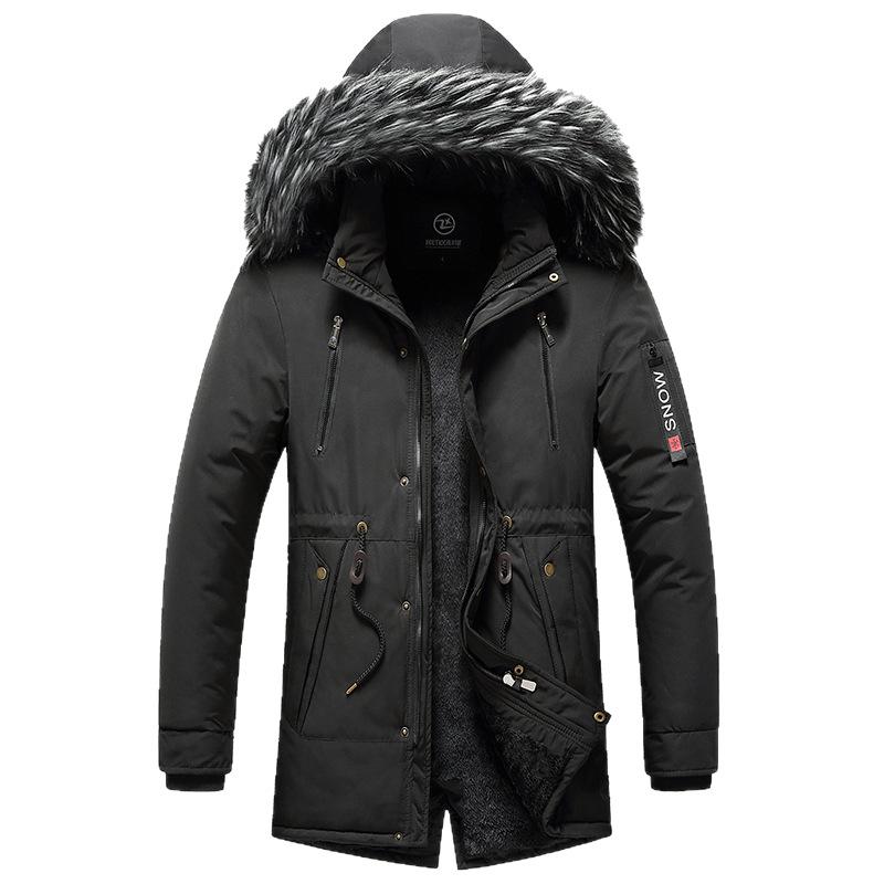 Herren Winter Slim Fit Kapuzenjacke - Mittellang, Dick und Modisch