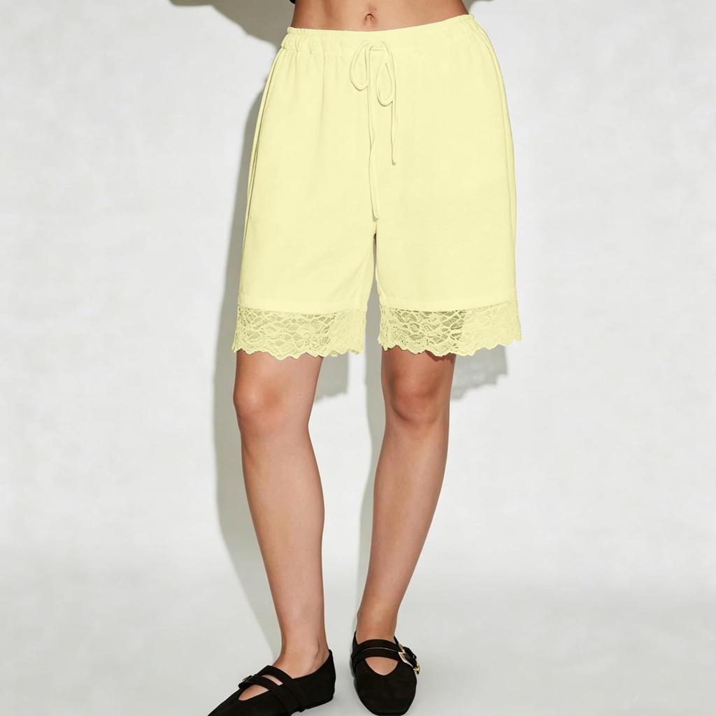 Women's Casual Drawstring Lace Wide Leg Shorts - Lightweight Summer Fashion Bottoms for Beach, Daily Wear