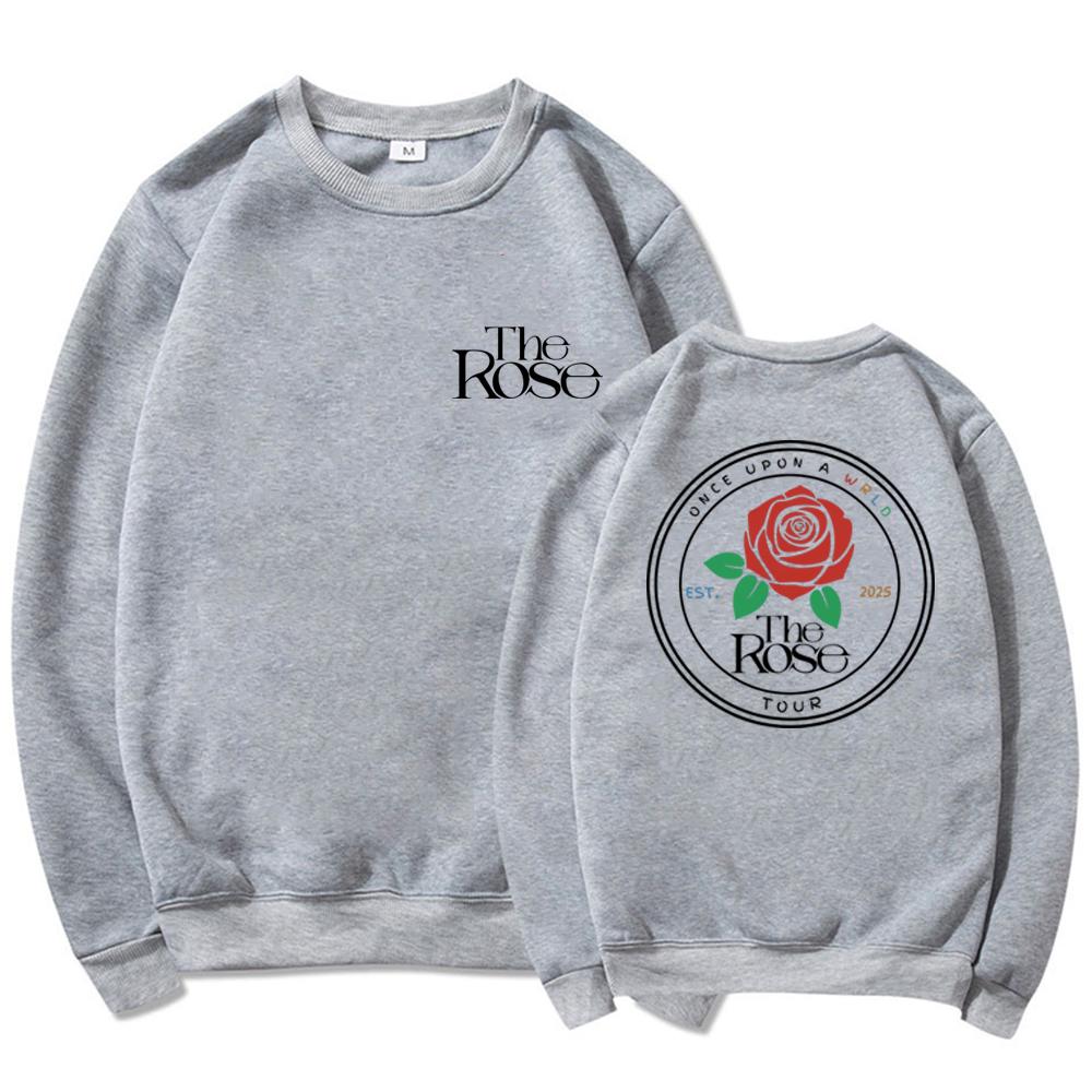 Mikina The Rose Once Upon A WRLD Tour Roztomilá koncertní mikina Korejské rockové tričko Dámská mikina s kulatým výstřihem Kpop grafické mikiny