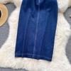 Denim Skirt Mid Length Women's Back Split Summer Korean High Waist Versatile A-Line Skirt Long Skirt