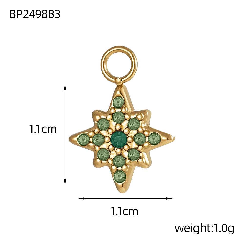 CARLIDANA DIY Handmade Moon Stars Colorful Zircon Accessories Charm Stainless Steel Gold Plated Pendant Fashion Jewelry Necklace