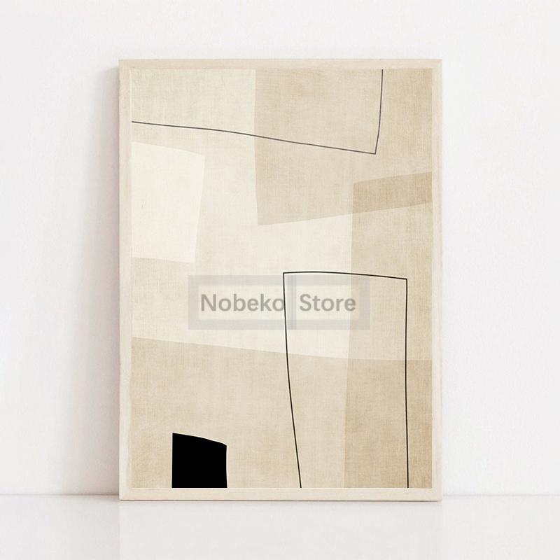 Impressões Minimalistas Modernas Pintura em Tela Bege Cores Neutras Simples Pôster de Arte Mid-Century Arte de Parede Imagens Decoração de Sala de Casa