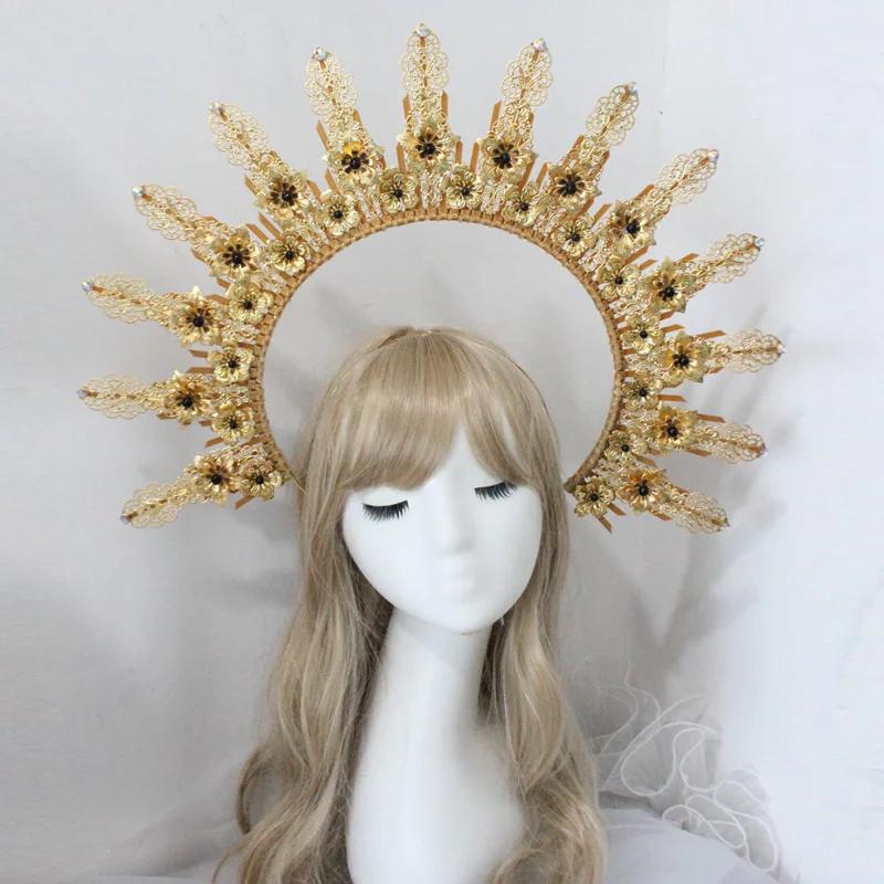 Diadema KC Halo Lolita Gotica Fatto a Mano Fascia Corona Dea del Sole Retrò Accessori per Capelli