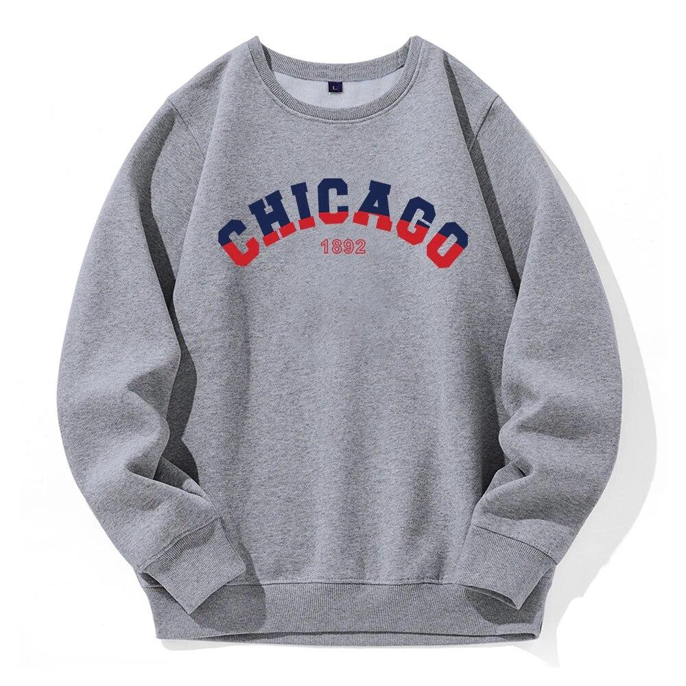 Chicago 1892 Red Blue Contrasting Design Unisex Sweatshirt Novelty Fashion Hooded O-Neck Casual Clothing Customize Loose Hoodies