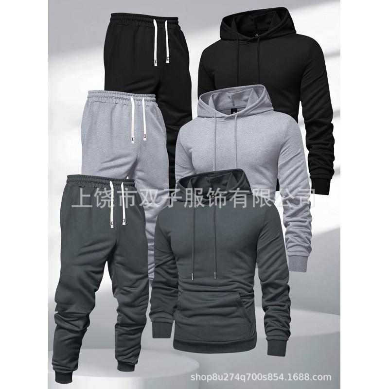 Mens Casual Sport Hoodie Set Loose Fit Long Sleeve Cotton Blend Tracksuit