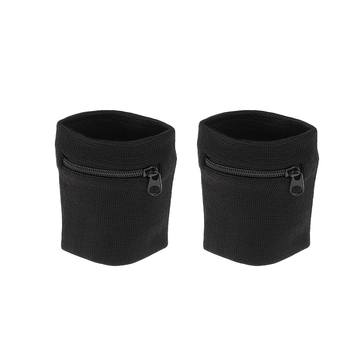 

2pcs Zipper Wristbands with Hidden Storage Pocket - Hands-Free Wrist Sweat Bands for Men & Women, Running, Hiking, Gym