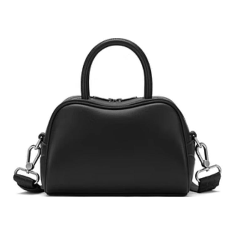 Lacoste Modische minimalistische Schulter-Tragetasche aus gemischtem Material, mittelgroß, Damen-Taschen, Schwarz NF4467FO-000