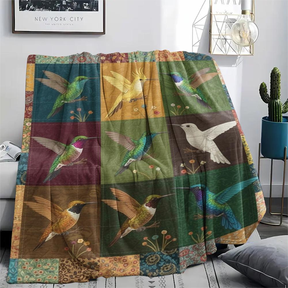 1Pc Patchwork Insect Print Flannel Blanket, High quality Comfortable for All Seasons, Home Decor, Warmth and Comfort, Perfect for Christmas Gifts67