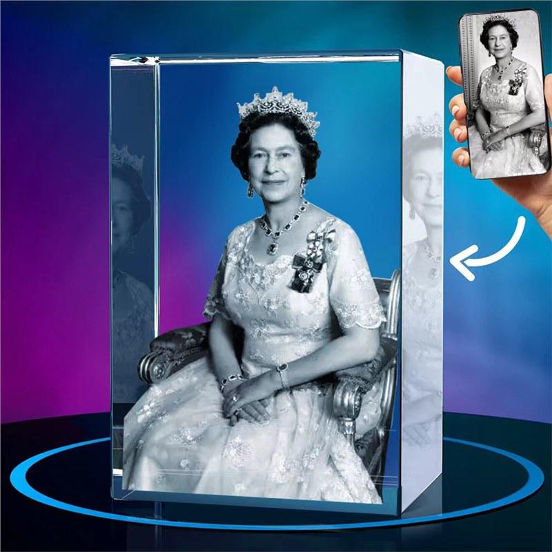 LED Heart-Shaped 3D Crystal Photo Engraving - DIY Laser Engraved White Crystal
