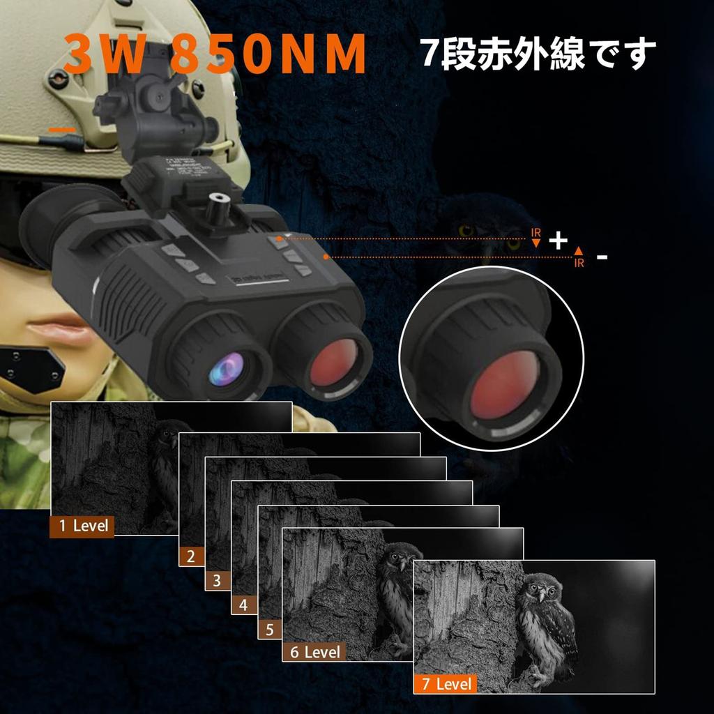 HPYWTJY Rechargeable Night Vision Binoculars, 7-Gear Digital Night Vision Goggles with 850nm and 1.4-inch Dual Inner Screen for Wildlife Observation