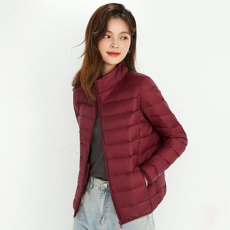 Damen Ultraleicht 90% Weiße Entendaunenjacken Damen Langarm Parkas Weicher Stoff Kurze Oberteile Mantel Windbreaker