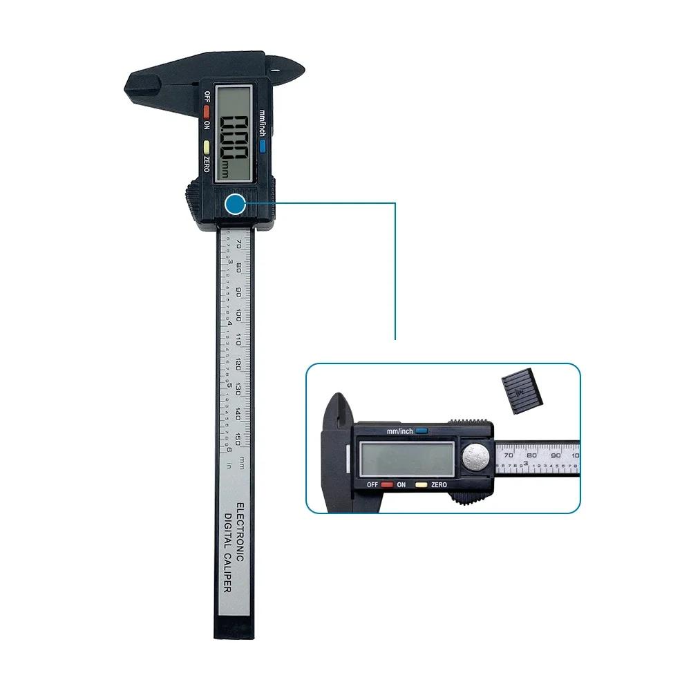 Black Digital Ruler 150mm Electronic Digital Caliper Carbon Fiber Dial Vernier Caliper Gauge Micrometer Measuring Tool