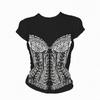 American Street Style Slim Fit Printed T-Shirt: Trendy Round Neck Short Sleeve Top