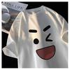 8XL Korean Loose Fit Fashionable Trendy American Retro Happy Emotional T-shirt Casual Men Multifunctional Couple Set