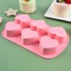 WTEMPO 1PC 6 Cavities Creative Love Shaped Silicone Bread Cake Mold Solid Color Simple DIY Soap Glue Crafts Handmade Mold