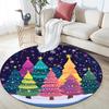 Colorful Trees Snow Winter Round Area Rug,Carpet Rug for Living Room Bedroom Sofa Playroom Decor,Non-slip Floor Mat