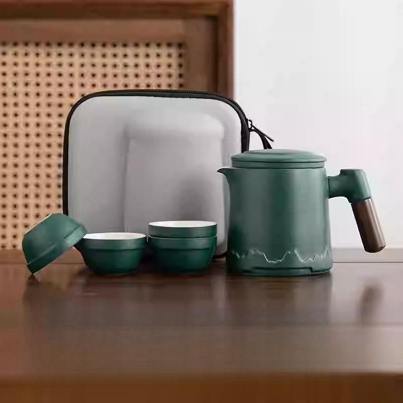 Portable Travel Tea Set Outdoor Portable Kung Fu Brewing Teapot Teacup Small Set Easy Camping Business Trip