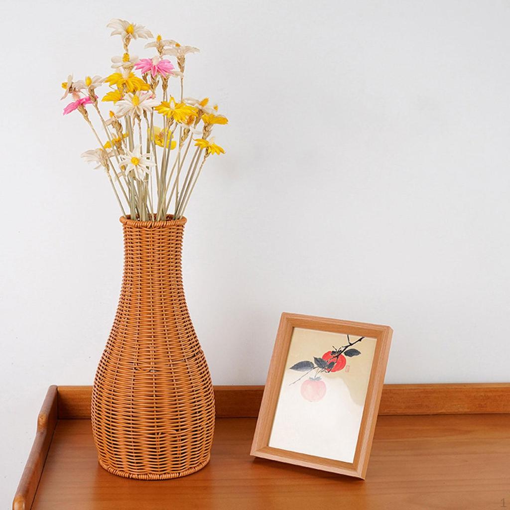 Woven Dried Flower Vase Holder Lightweight Rustic Floral Arrangement Desktop Decoration