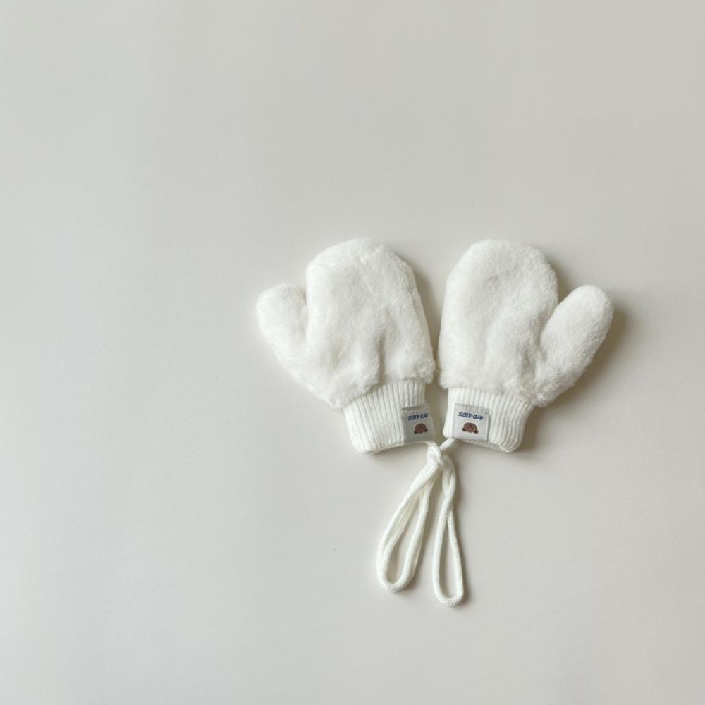 

Потовщені зимові теплі рукавички Однотонні дитячі рукавички Нові рукавички на шиї 1-4 роки Baby білий