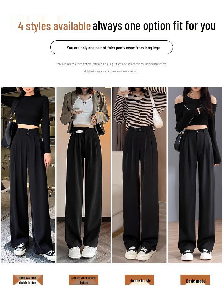 Women's Fleece-Lined Slim-Fit Wide-Leg Pants: High-Waisted, Sleek, and Stylish for Spring/Autumn