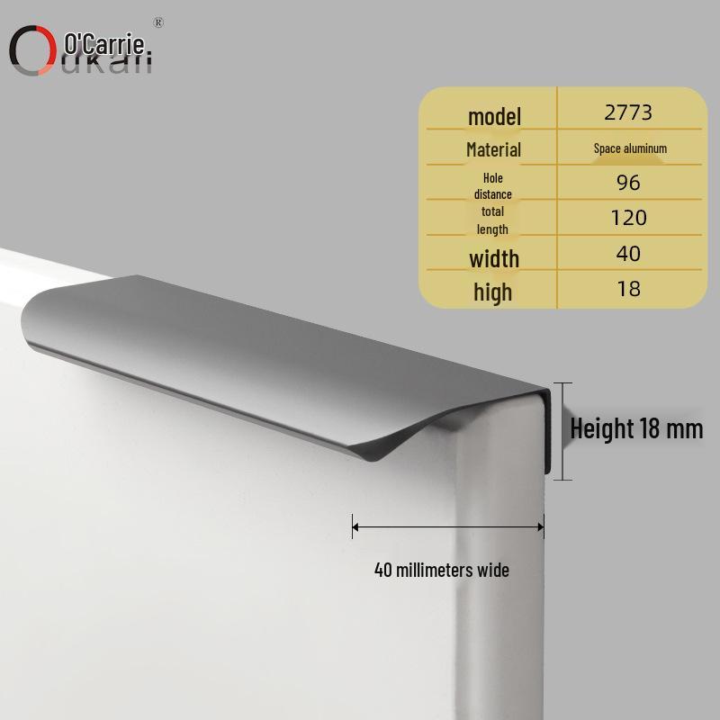 Oukali Curved Invisible Edge Aluminum Cabinet and Wardrobe Handle