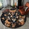 Realistic Long Coat Chihuahua Printed Round Carpet, Lovely Pet Theme Anti-slip Rug for Entryway Dog House Lounge Floor Decor