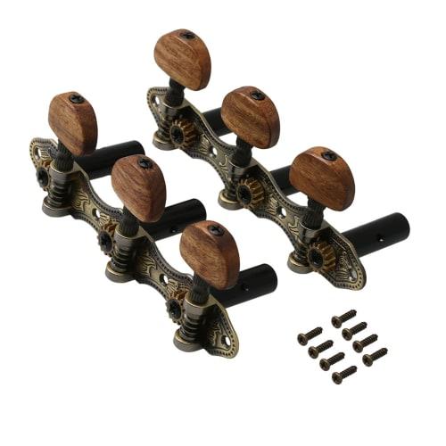 Yibuy 2-Piece Tuning Pegs for Classical Guitar, Guitar Tuner Machine Heads, Left & Right, Wood Handle, Green Patina & Wood Color