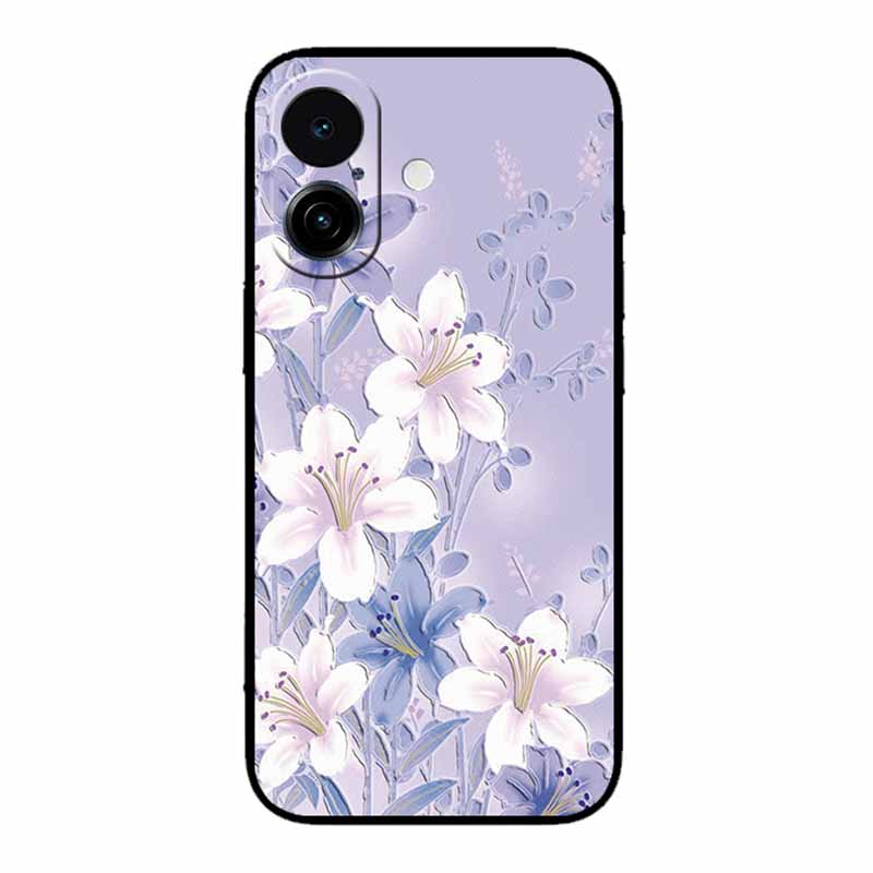 3D Emboss Case For iphone 17 2025 Phone Case Coque Flowers Black Silicone Soft Back Cover For iphone 17 5G Case 6.3" Funda Shell