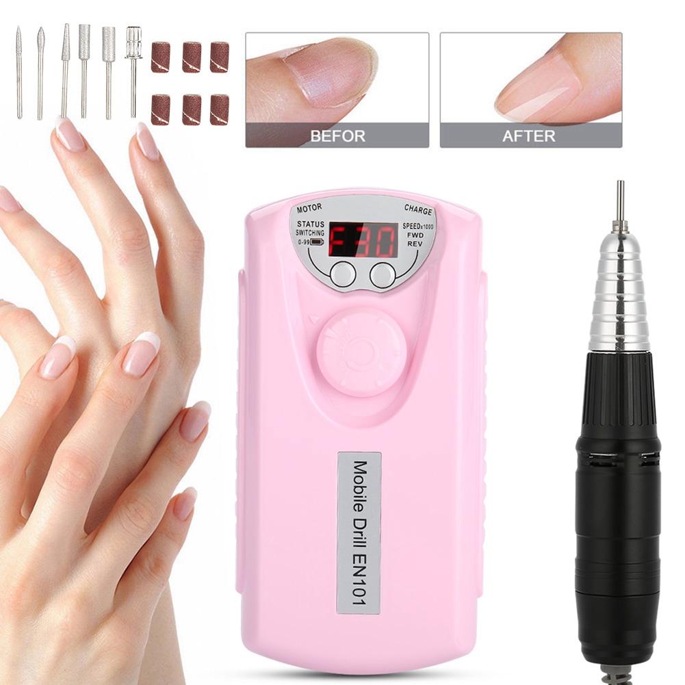 30000RPM Electric NPortable Rechargeable Polisher Art Nail Drill Bits Pedicure Files