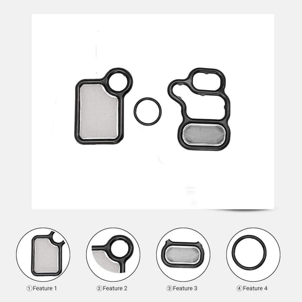 15845-RAA-A01 VTEC Solenoid Gasket Kit, VTC Solenoid Spool Valve Cover with VVT Solenoid O Ring Fit for 2002-2015 Honda Accord Element Civic CRV Si