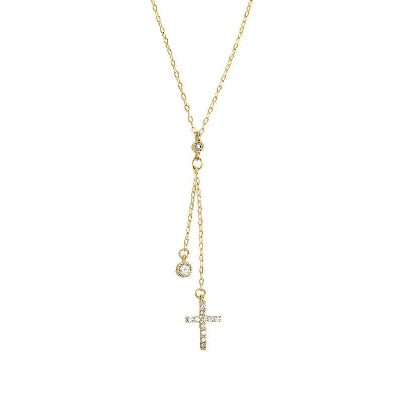 Banyan Tree S925 Silver Cross Clavicle Necklace with Tassel - 2022 Autumn/Winter Fashion Trend