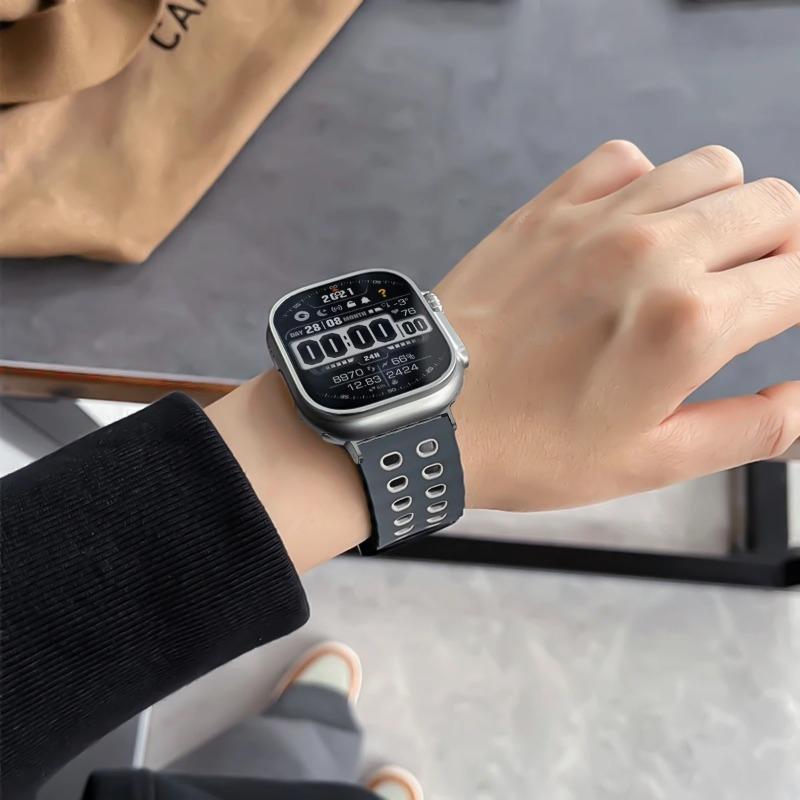 Silicone Strap for Apple Watch Ultra 3 49mm Band Breathable Bracelet for iWatch Series 11 10 42 46mm 9 8 7 6 SE 45mm 44mm Strap