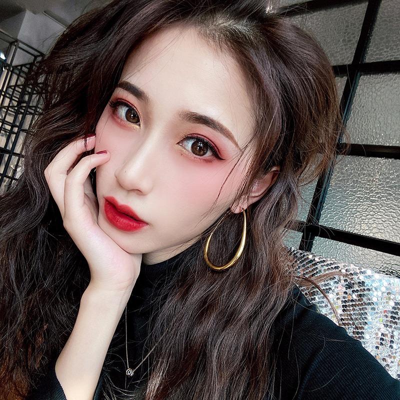 Water Drop Earrings Smooth Circle Big Hoop Earrings For Women Lady Fashion Charm High Quality Wedding Jewelry Gift