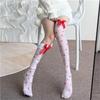 Women Bowknots Heart Thigh High Stockings Over the Knee Socks Sheer Nylon Stockings Valentine's Day Gifts