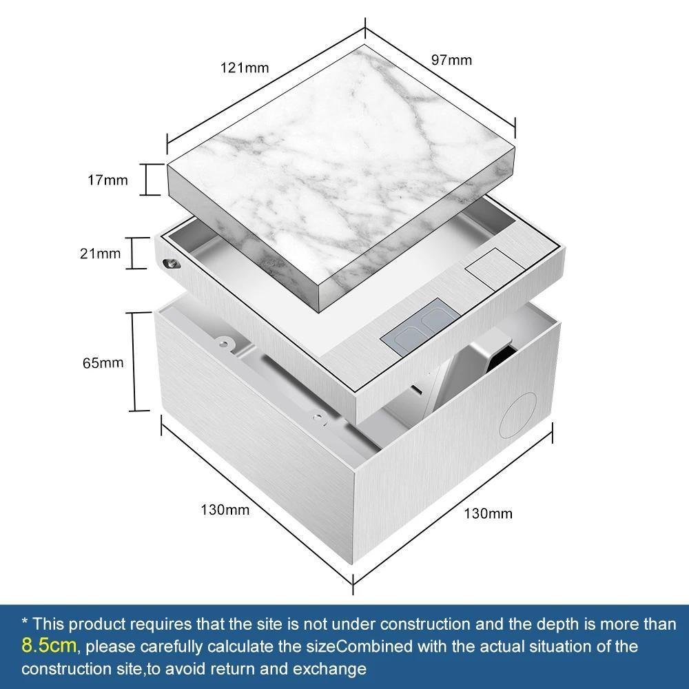 130*130mm Embedded Version Floor Socket Replaceable Module Power Socket Stainless Steel Hidden Power Adapter