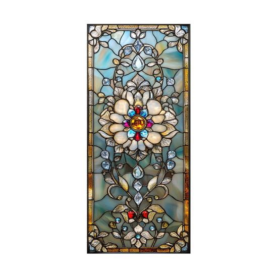 Window Privacy Film Sun Blocking Stained Glass Floral Window Decals Removable Static Clings