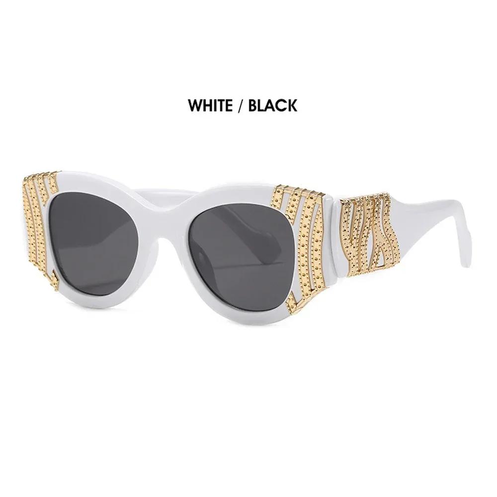 Gorgeous High-quality Sun Glasses with Latest Personality Alloy Decorations for Vintage Catwalk Trend Stylish Ladies