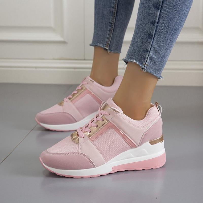 

Casual Thick-soled Women Sports Shoes Fashion Lace-up Thick-soled Sports Shoes Comfortable Lightweight Outdoor Running Shoes 35 розовый