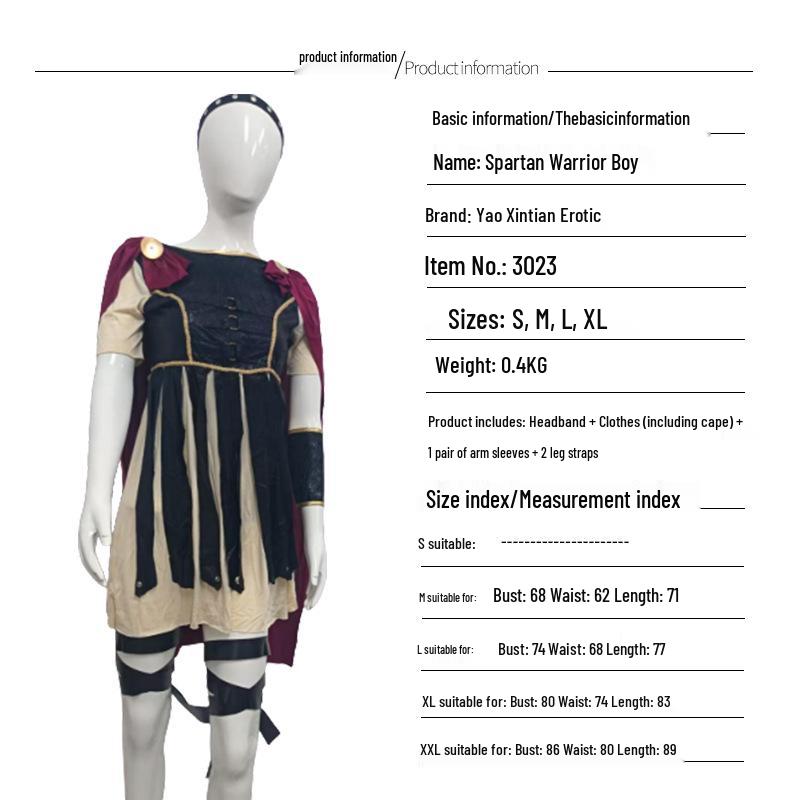 Spartan Warrior Gladiator Costume for Halloween and Cosplay